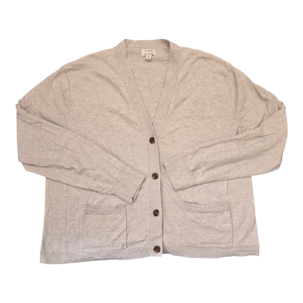 J.Crew Cashmere Blend Cardigan Sweater Gray Button Front XL Women’s Pockets